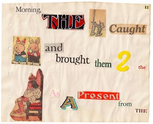 "Puss in Boots" rebus scrapbook by Helen Ardrey, page 11.