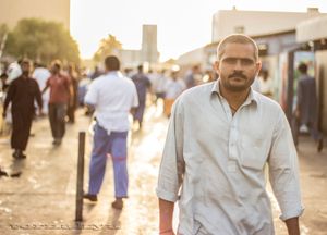 market sunrise portrait shot