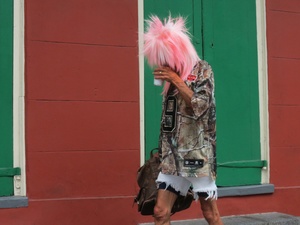 MAN IN THE PINK HAIR