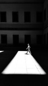 Walking through the atrium of the Reina Sofia museum