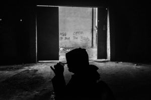 Tee drinking inside a big barrack