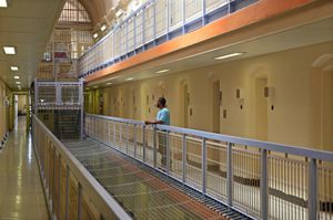 A prisoner stands outside his cell on C wing of Wandsworth prison.HMP Wandsworth in South West London was built in 1851 and is one of the largest prisons in Western Europe. It has a capacity of 1456 prisoners.