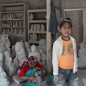 Child labourers working at workshop in Mandalay, Myanmar.