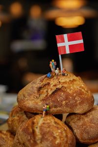 A pile of buns with the danish flag