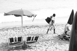 Man at work at Maronti Beach