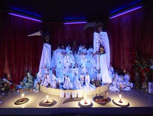 Wood lightened  shrine of San la Muerte in a private house in Barranqueros Resistencia village