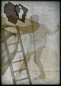 Soft Drawings_Balance is everything_02, is the only way to hold on…, 2001, Lighbox (Ultra Giclee pigment print on backlit film, lightbulb, wooden frame), 43 x 30 cm