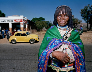 Zulu woman Sangoma in Pomeroy, Zululand.