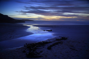 Flowing / A stream flowing lazily on the beach at Llandudno, Cape Peninsula. Winter 2015, twilight.