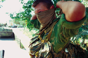 Russian soldier prepares to patrol the border