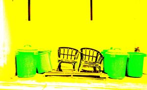 The garbage which was placed in the yellow world