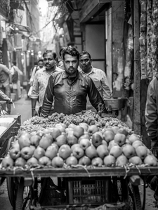 Fruit seller at the Chandni Chowk local market.