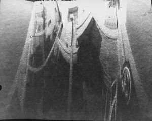 Large format Anamorphic pinhole shot of a parked bike downtown