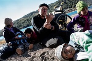 Maria feeds Tomás, her grandson. Tomás' mother died a year ago, there wasn't enough medical attention in the Patagonia to save her. Hector Vargas, 40, is the husband of Maria's other daughter. Her nice can't walk due to a bone sickness, they take her everywhere, even on the boat, with her wheelchair. Gustavo, 12, is the youngest son of Maria and Don Ramón, a gaucho of the chilean Patagonia.