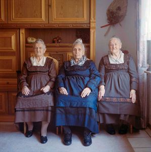 Three women from one village, Protestant Marburger Land, Hesse, 2015 . From the series: The last women in their traditional peasant garbs
