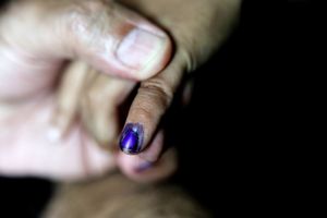 A child marked after being vaccinated for polio in Mumbai, Maharashtra