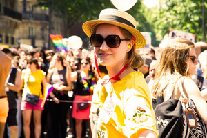 SUNNY / Inter-LGBT Volunteer, circling the Inter-LGBT Truck, opening the march
