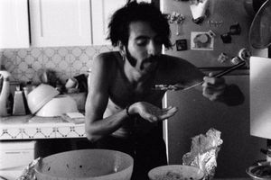 In the morning I find Bruno steals some food lunch before the recording.