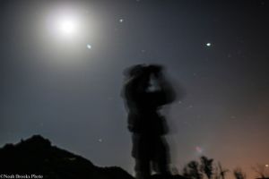 Soldier keeps watch in Shyrokyne