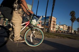 Venice beach Boardwalk, on the bike.