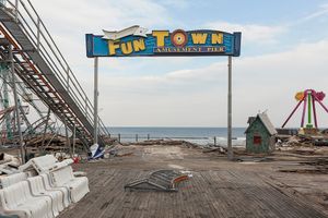 Pier Entrance, “Fun Town” Amusements, Destroyed by Hurricane Sandy, Seaside Park, New Jersey, 2013. Elevation Sixteen Feet. N 39.94122 W 74.07093.