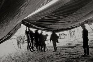Setting up the tent