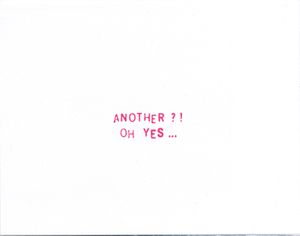2002, front-panel 1, of 6-panel accordion-fold folio, greeting (with rubber stamp letter kit).