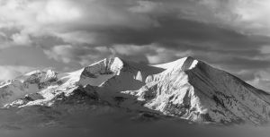 snow capped peaks