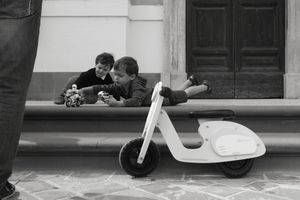 The wooden scooter and the can motorcycle