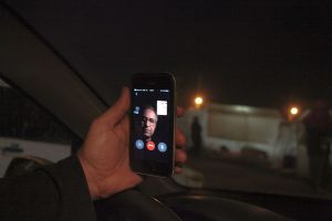 Photographer (Mamad) is chatting with his  master about the situation of working and the people