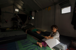 More than 4,000 refugees remain stranded on Lesvos island. A large number of them is residing at the Kara Tepe open facility and has freedom of movement but cannot leave the island. May 13, 2016, Lesvos, Greece.