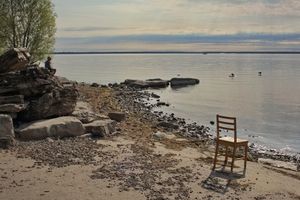 Man, Lake and Chair