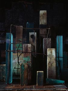 Study with wood, glass and metal