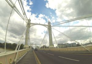 A Black Cab Crossing Albert Bridge