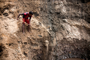A labour digging at the quarry