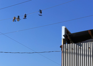exercise on the sky-high rope
