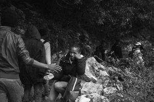 Roya valley (France)_After some rest in the Roya, refugees take the road again to continue their journey threw Europe