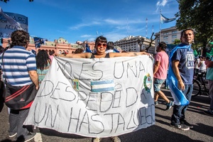 Cristina's supporters on her last day in office.