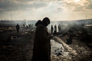 Migrants in warehouse in Belgrade