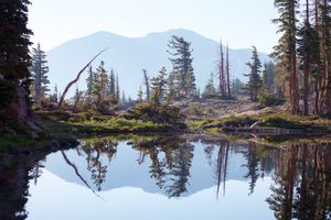 Early morning filtered light on Dick's Peak 9.974' and Doris Lake