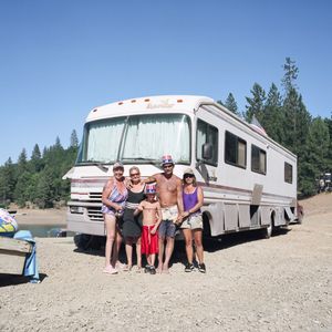 We’ve had this motorhome for about 20 years. We live over here on the mountain, but we’ve travelled all over the place. We stay close now because my husband is over at the house and is on oxygen and has diabetes. We stay close here so I can run home and check on him. We’ve been here for a week and we’ll be here for the whole month of July.