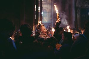 Holy Fire, Church of the Holy Sepulchre, Jerusalem.