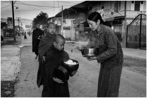 Collecting alms, Mandalay, Myanmar