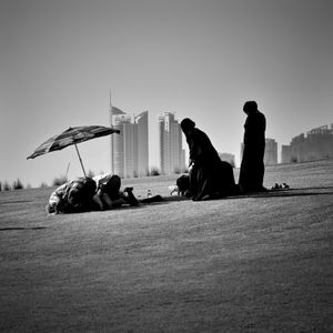 Praying at the Museum of Islamic Art Park in Doha