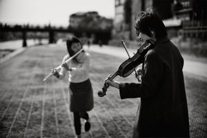 Music echoing the river with the wind