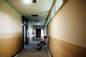 A student rehearses at the National Conservatory of Tashkent.