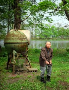 Obachan with Binoculars