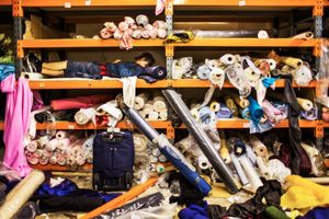 Man taking a rest in 'The Fabric Storehouse', London, 2013    © Corinna Kern