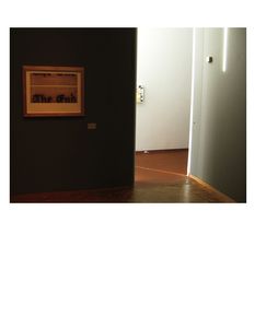 Plate 7:  Installation detail, Ed Ruscha exhibition, Museum Ludwig, Cologne, Germany, including (left wall) ER's "The End #3" (1993, synthetic polymer on paper), photo 2006-LK.