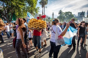 Cristina's supporters on her last day in office.